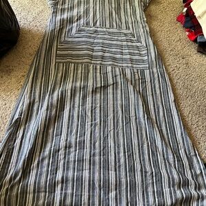 Zanzea Striped Maxi Dress - Black and White
